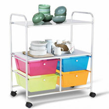 Load image into Gallery viewer, 4 Drawers Shelves Rolling Storage Cart Rack-Multicolor