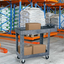 Load image into Gallery viewer, Plastic Utility Service Cart 550 lbs Capacity 2 Shelves Rolling