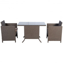 Load image into Gallery viewer, 3 pcs Cushioned Outdoor Rattan Wicker Table and Chair