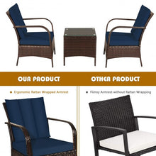 Load image into Gallery viewer, 3 PCS Patio Rattan Furniture Set-Navy