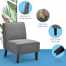 Load image into Gallery viewer, Single Fabric Modern Armless Accent Sofa Chair with Rubber Wood Legs -Gray