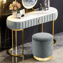 Load image into Gallery viewer, Round Storage Ottoman with Exquisite Pattern and Golden Metal Base for Bedroom