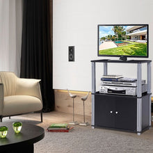 Load image into Gallery viewer, TV Stand Component Console Multipurpose Shelf with Storage Cabinet-Black