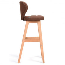 Load image into Gallery viewer, Set of 2 Brown Bar Stools Pub Chair Fabric