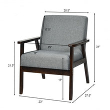 Load image into Gallery viewer, Solid Rubber Wood Fabric Accent Armchair-Gray