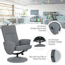 Load image into Gallery viewer, Fabric Massage Swivel Lounge Recliner with Ottoman-Gray