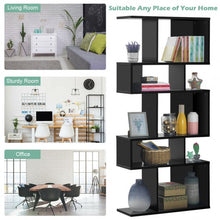 Load image into Gallery viewer, 5 Cubes Ladder Shelf Corner Bookshelf Display Rack Bookcase-Black