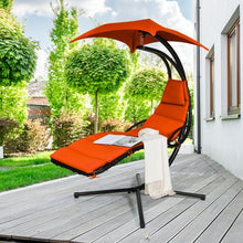 Load image into Gallery viewer, Hanging Stand Chaise Lounger Swing Chair w/ Pillow-Orange