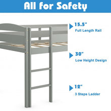 Load image into Gallery viewer, Wooden Twin Low Loft Bunk Bed with Guard Rail and Ladder-Gray