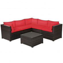 Load image into Gallery viewer, 6 Pieces Patio Rattan Furniture Set Sectional Cushioned Sofa Deck-Red