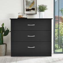 Load image into Gallery viewer, 3 Drawer Dresser Chest of Drawer with Wide Storage Space Organiser-Black