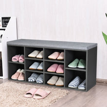 Load image into Gallery viewer, 10-Cube Organizer Entryway Padded Shoe Storage Bench-Gray