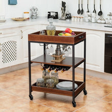 Load image into Gallery viewer, 3 Tier Trolley Cart Kitchen Island Serving Bar Cart