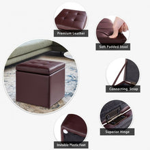 Load image into Gallery viewer, 16" Storage Box Ottoman Square Seat Foot Stool-Coffee