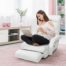 Load image into Gallery viewer, Folding Lazy Floor Chair Sofa with Armrests and Pillow-White