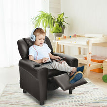 Load image into Gallery viewer, Children PU Leather Recliner Chair with Front Footrest-Brown