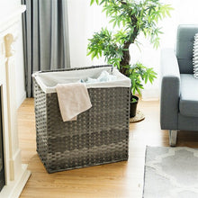 Load image into Gallery viewer, Laundry Hamper Hand-Woven Synthetic Rattan Laundry Basket-Gray