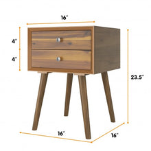 Load image into Gallery viewer, Wooden Nightstand Mid-Century End Side Table with 2 Storage Drawers-Natural