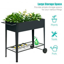 Load image into Gallery viewer, Raised Garden Bed Elevated Planter Box on Wheels Steel Planter with Shelf-Black