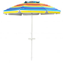 Load image into Gallery viewer, 7.2 FT Portable Outdoor Beach Umbrella with Sand Anchor and Tilt Mechanism for Poolside and Garden-Multicolor