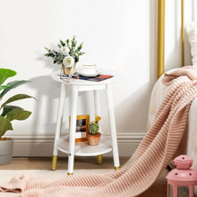 Load image into Gallery viewer, 2-Tier Round End Table with Storage Shelf for Home Office Decor Accent Side Table