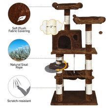 Load image into Gallery viewer, 55" Multi-Level Kitten Activity Tower with Hammock-Brown