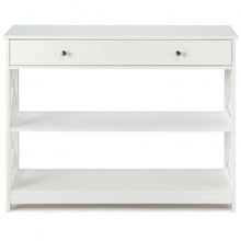 Load image into Gallery viewer, Console Accent Table with Drawer and Shelves -White