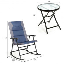 Load image into Gallery viewer, 3 pcs Outdoor Folding Rocking Chair Table Set-Blue
