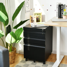 Load image into Gallery viewer, 3-Drawer Mobile File Cabinet Stee with Lock-Black