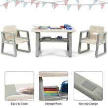 Load image into Gallery viewer, Kids Table and 2 Chairs Set with Storage Shelf-White