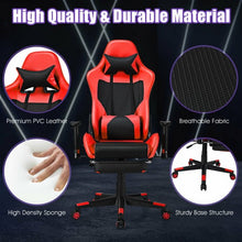Load image into Gallery viewer, PU Leather Gaming Chair with USB Massage Lumbar Pillow and Footrest-Red