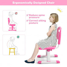 Load image into Gallery viewer, Height Adjustable Kids Study Table and Chair Set with Bookstand-Pink