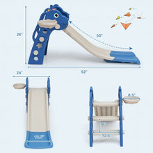 Load image into Gallery viewer, 3 in 1 Kids Slide Baby Play Climber Slide Set with Basketball Hoop -Blue