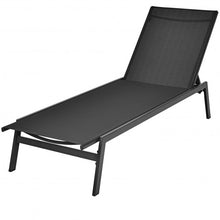 Load image into Gallery viewer, Outdoor Reclining Chaise Lounge Chair with 6-Position Adjustable Back-Black