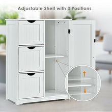 Load image into Gallery viewer, Bathroom Floor Cabinet Side Storage Cabinet with 3 Drawers and 1 Cupboard-White
