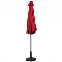 Load image into Gallery viewer, 9FT Patio Solar Umbrella LED Patio Market Steel Tilt W/ Crank Outdoor New-Burgundy