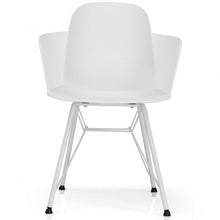 Load image into Gallery viewer, Set of 2 Metal Frame Modern Petal-Shape Plastic Dining Chair-White