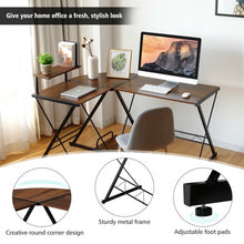 Load image into Gallery viewer, L-Shaped Desk Reversible Corner Computer Desk with Movable Shelf & CPU Stand-Wal