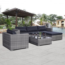 Load image into Gallery viewer, 6 pcs Gray Wicker Rattan Seat Cushioned Set