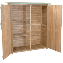 Load image into Gallery viewer, 64" Wooden Storage Shed Outdoor Fir Wood Cabinet