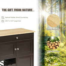 Load image into Gallery viewer, Kitchen Cart with Rubber Wood Top 3 Tier Wine Racks 2 Cabinets-Brown