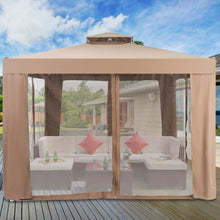 Load image into Gallery viewer, Canopy Gazebo Tent Shelter Garden Lawn Patio with Mosquito Netting-Coffee