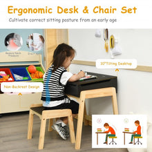 Load image into Gallery viewer, Children Activity Art Study Desk and Chair Set with Large Storage Space for Kids Homeschooling-Espresso
