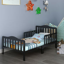 Load image into Gallery viewer, Classic Kids Wood Bed with Guardrails-Black