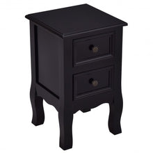 Load image into Gallery viewer, Wood Accent End Nightstand w/ 2 Storage Drawers-Black