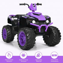 Load image into Gallery viewer, 12V Kids Electric 4-Wheeler ATV Quad Ride On Car with LED Light-Purple