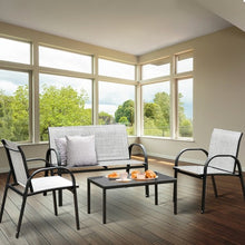 Load image into Gallery viewer, 4 pcs Patio Furniture Set with Glass Top Coffee Table-Gray