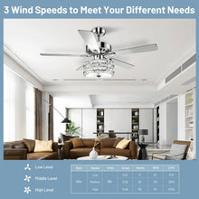 Load image into Gallery viewer, 52" Classical Crystal Ceiling Fan Lamp