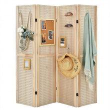 Load image into Gallery viewer, 4-Panel Pegboard Display 5Feet Tall Folding Privacy Screen for Craft Display Organized