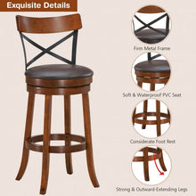 Load image into Gallery viewer, Set of 2 Bar Stools 360-Degree Swivel Dining Bar Chairs with Rubber Wood Legs-29.5 inch